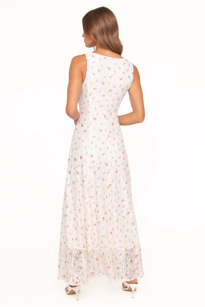Valley Maxi Dress - White Floral Lace