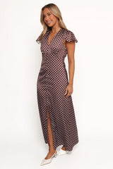 Dean Maxi Dress - Brown Polka Dot