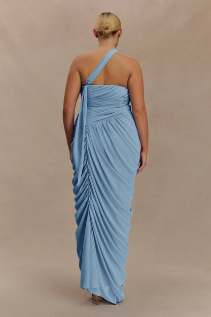 Micaela Chiffon Gathered Maxi Dress - Alaskan Blue