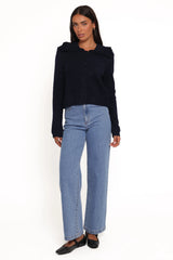 Carmello Frill Collar Cardigan - Navy