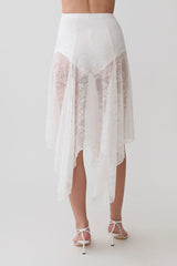 Haime Lace Hankie Midi Skirt - Ivory