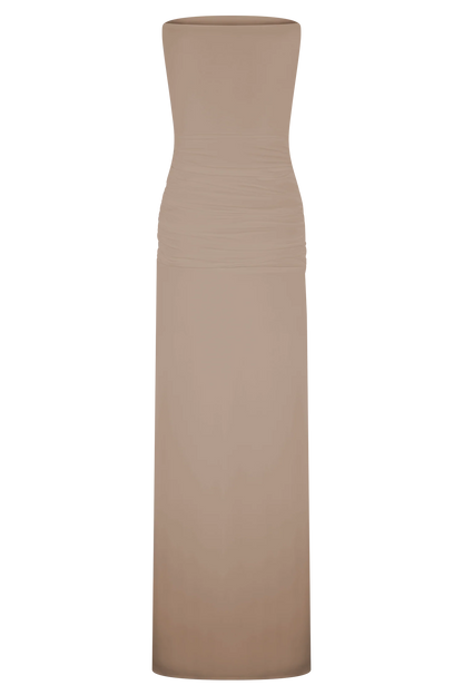 Mirren Strapless Slinky Maxi Dress - Bronze