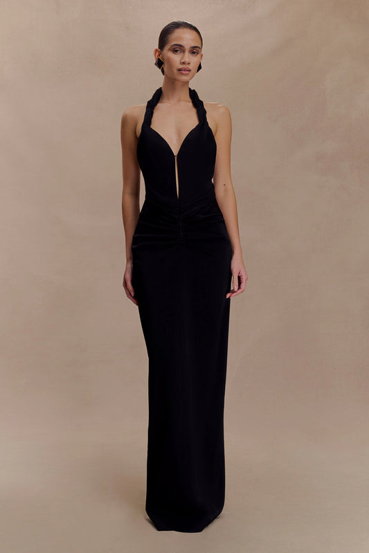 Vivianne Low Neck Maxi Dress - Black