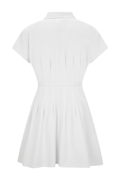 Aysha Buttoned Linen Mini Dress - White