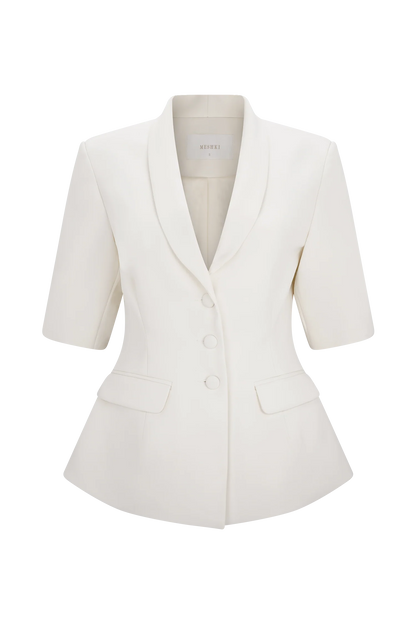 Opal Puff Sleeve Suiting Top - Ivory