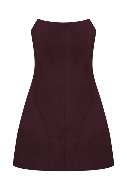 Andy Faux Suede Mini Dress - Wine