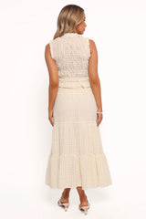 Farica Gingham Midi Skirt - Cream