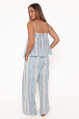 Mila Embroidered Pant Set - Light Blue