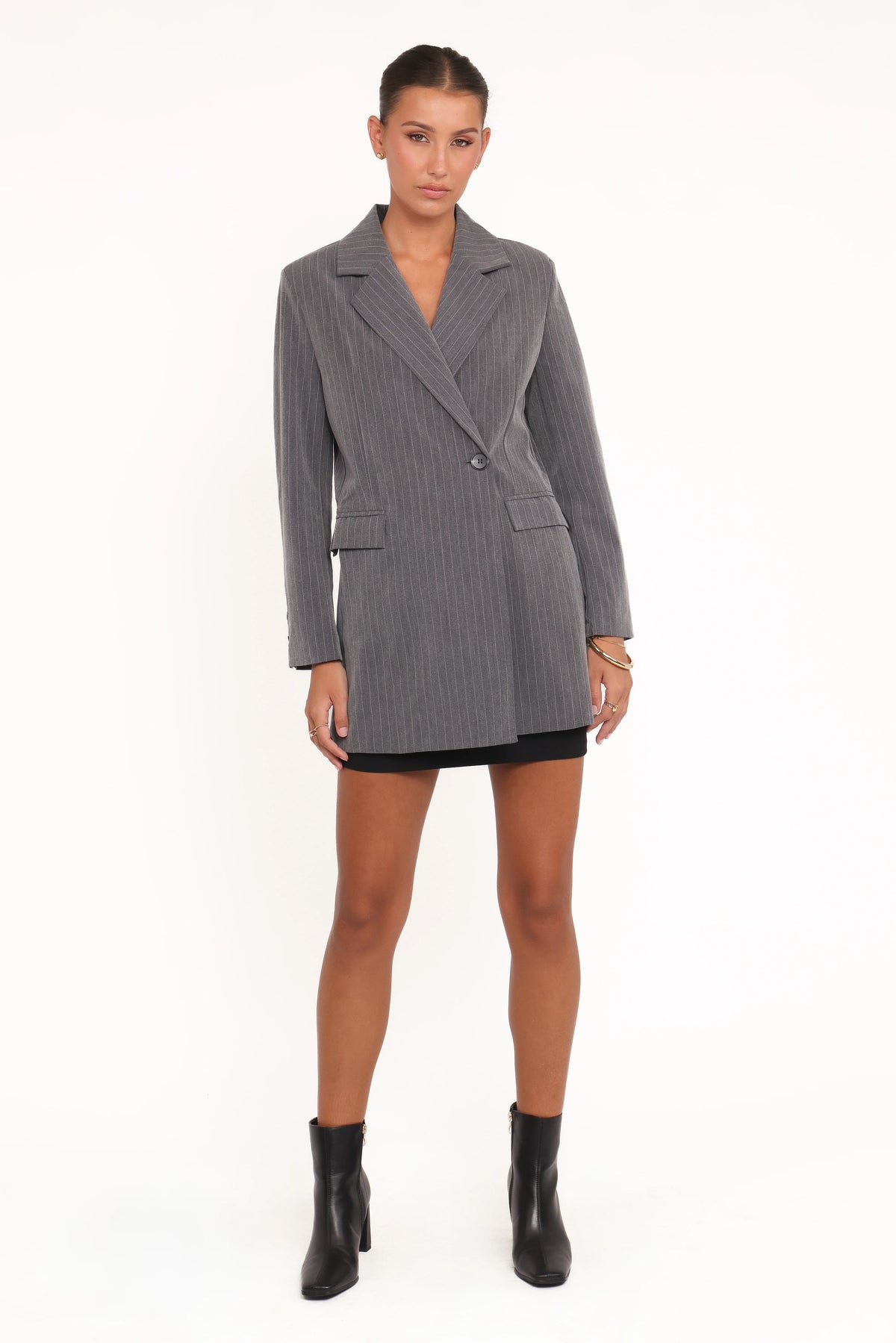 Kerryn Blazer - Grey Pinstripe