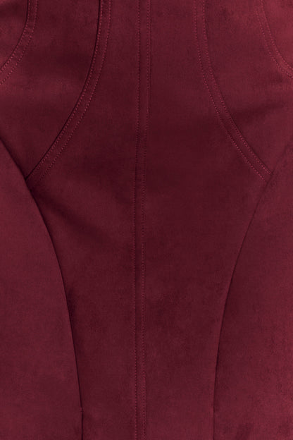Andy Faux Suede Mini Dress - Wine