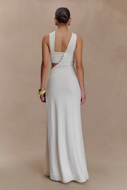 Lottie Slinky Maxi Dress With Split - White