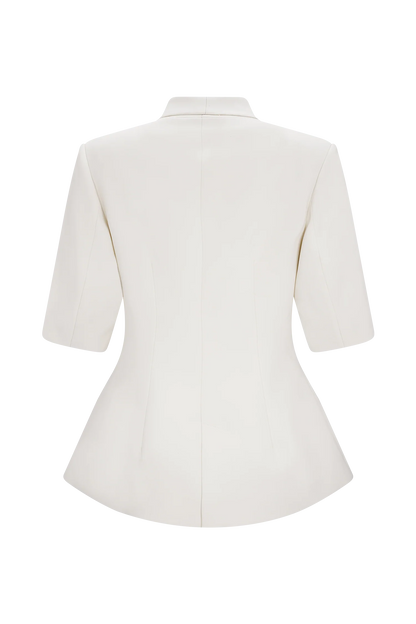 Opal Puff Sleeve Suiting Top - Ivory