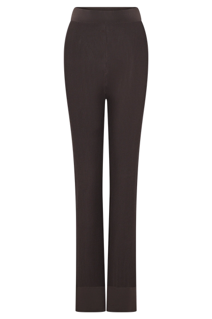 Elodie Ribbed Knit Pants - Chocolate
