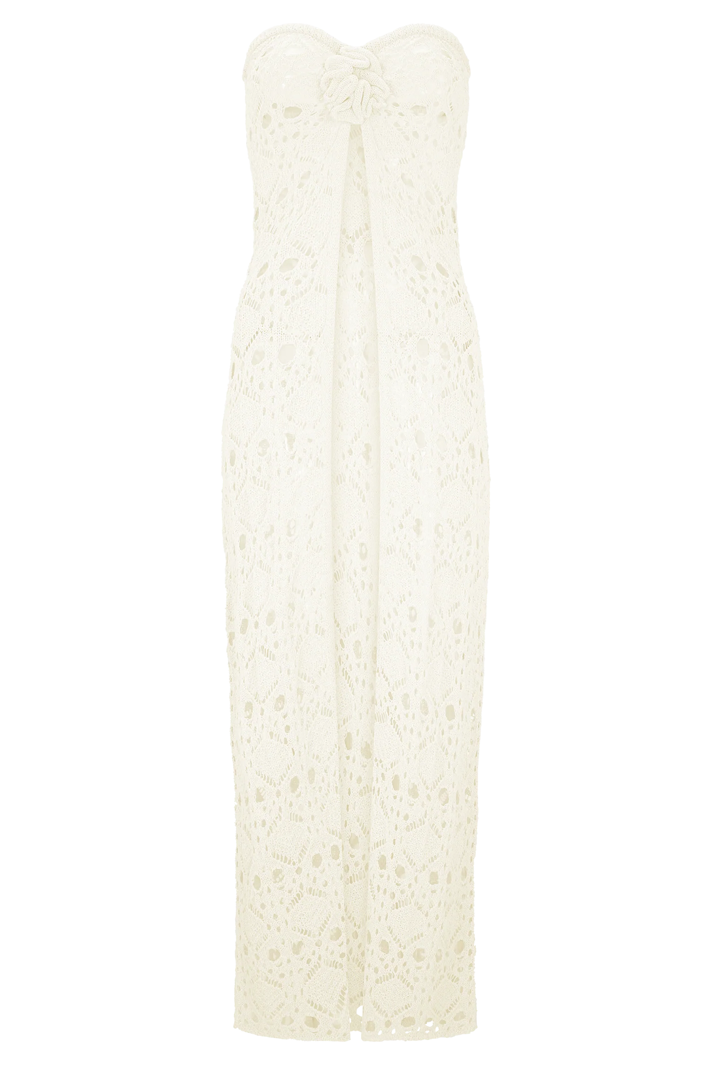 Aeline Strapless Crochet Knit Top - Ivory