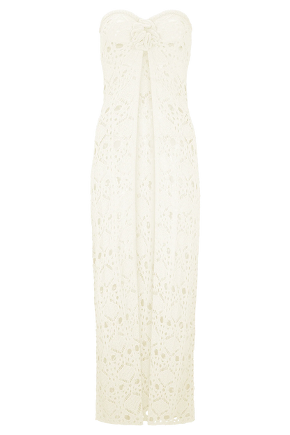 Aeline Strapless Crochet Knit Top - Ivory