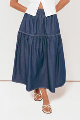 Meadow Midi Denim Skirt - Dark Wash