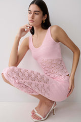 Atlantis Crochet Knit Top - Baby Pink