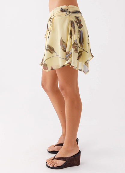 Fiore Asymmetrical Mini Skirt - Buttercream Bliss