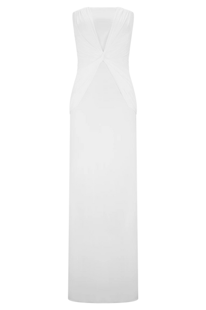 Mirren Strapless Slinky Maxi Dress - White