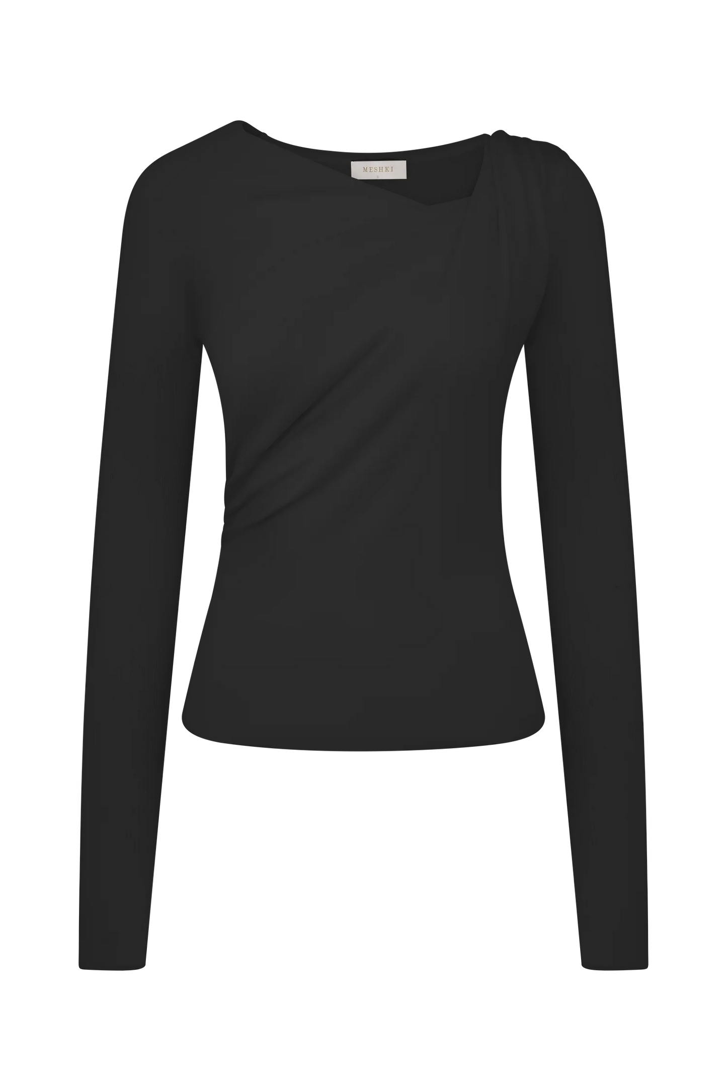 Culver Draped Twist Knit Top - Black