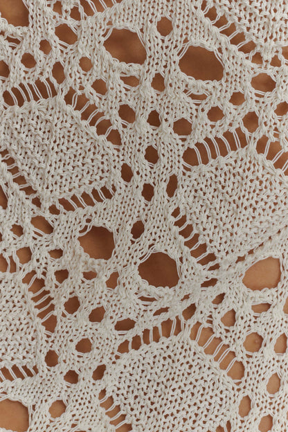 Aeline Strapless Crochet Knit Top - Ivory