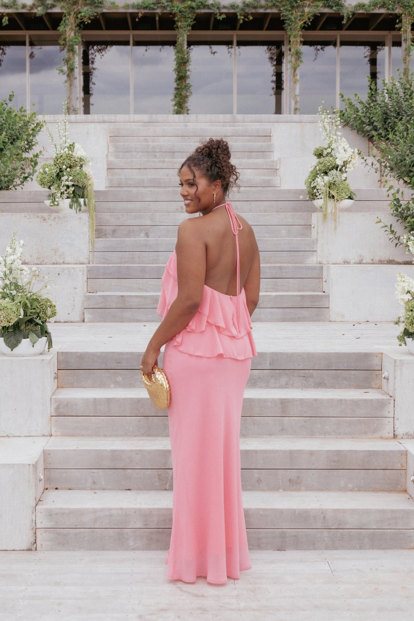 Zorina Halterneck Maxi Dress - Coral