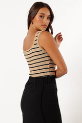 Milla Knit Top - Beige Black