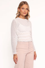 Riven Shirred Top - White