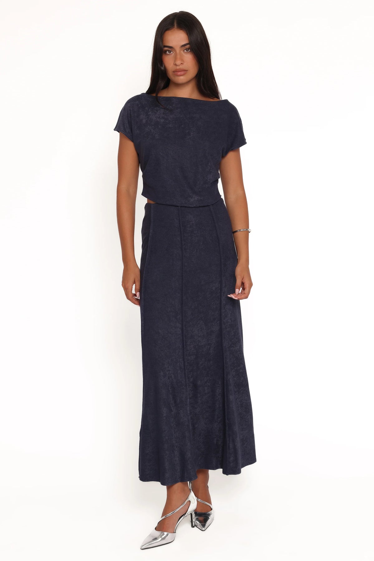 Aria Maxi Skirt Set - Denim Blue