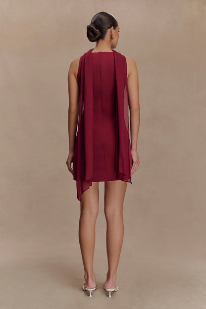 Skyler Suiting Embroidered Mini Dress - Wine