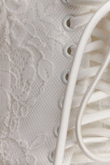 Camille Beaded Satin And Lace Corset Top - Ivory