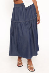 Meadow Midi Denim Skirt - Dark Wash
