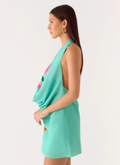 Halia Cowl Mini Dress - Jungle Bloom