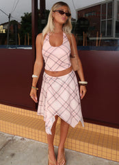 Fit Check Midi Skirt - Pink Check