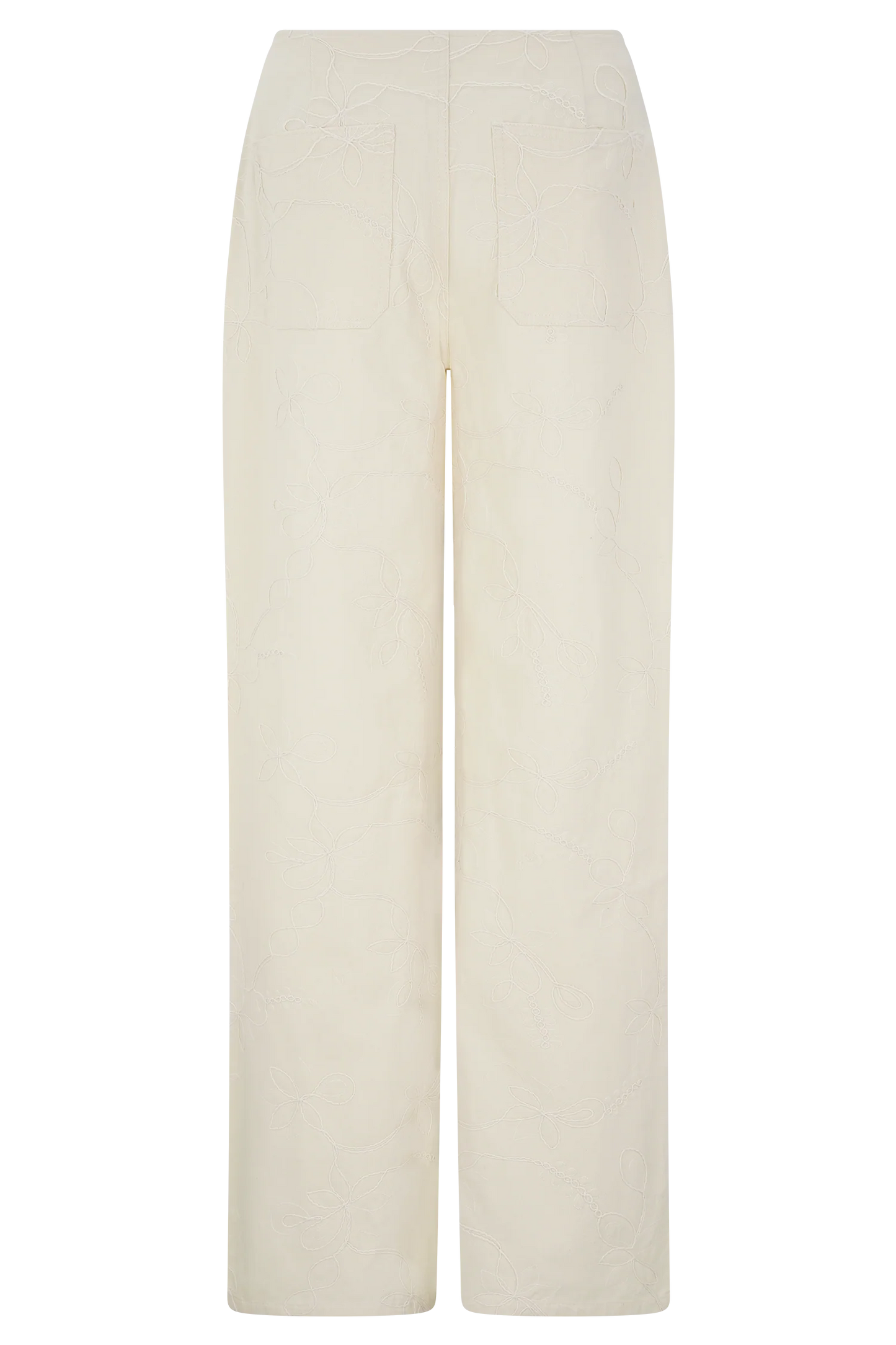 Ebony Embroidered Denim Jeans - Cream