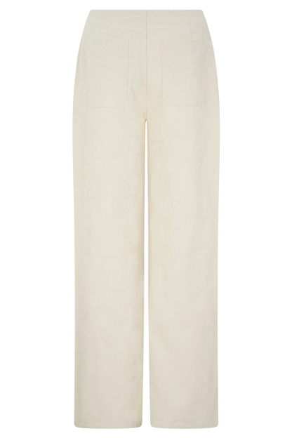 Ebony Embroidered Denim Jeans - Cream