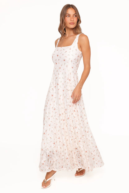 Valley Maxi Dress - White Floral Lace