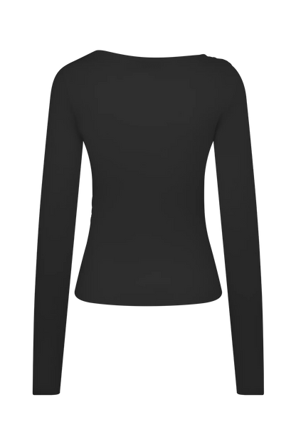Culver Draped Twist Knit Top - Black