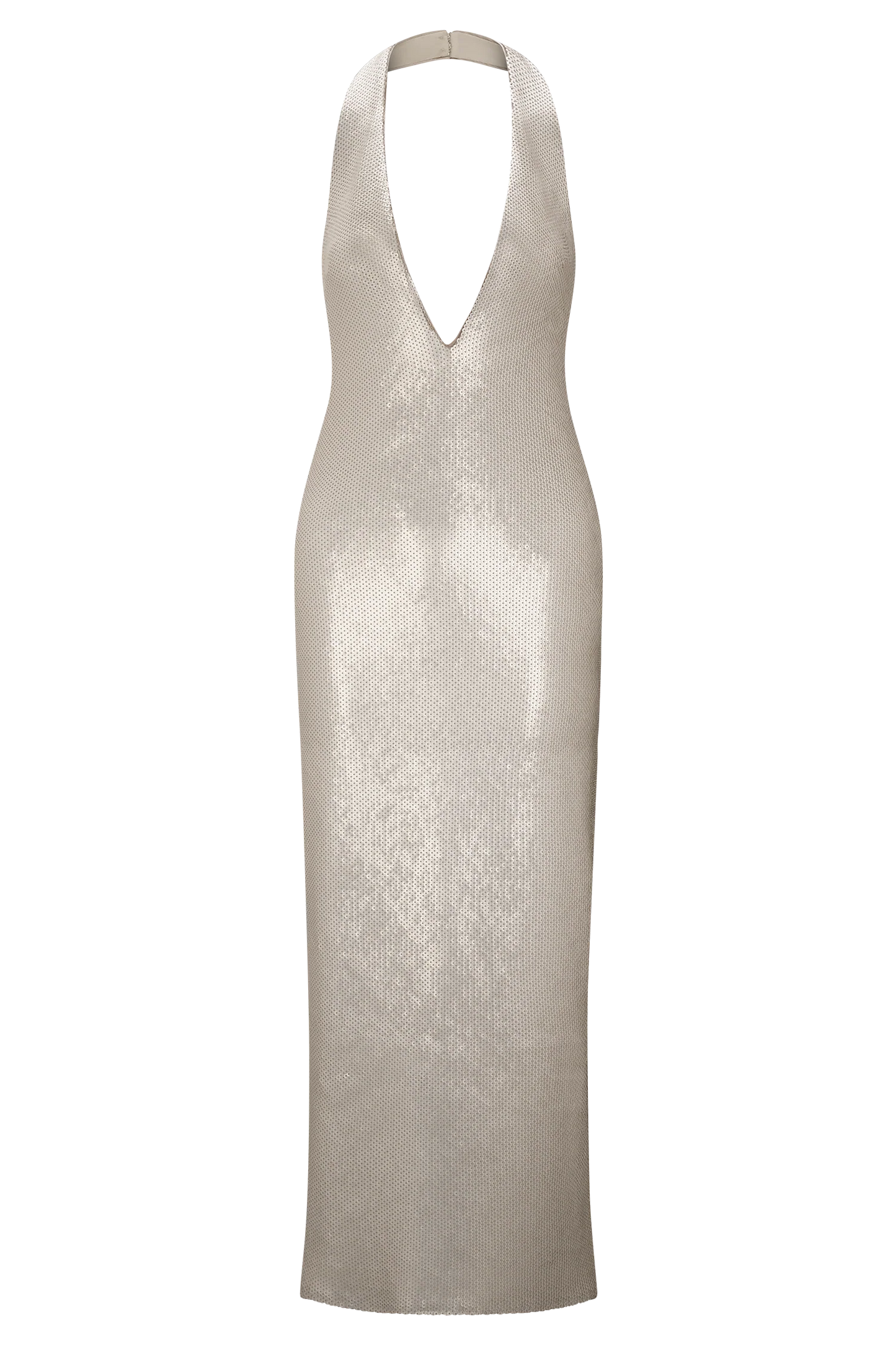 Carnation Sequin Halter Midi Dress - Gold
