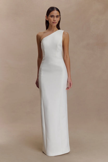 Milena One Shoulder Crepe Maxi Dress - White