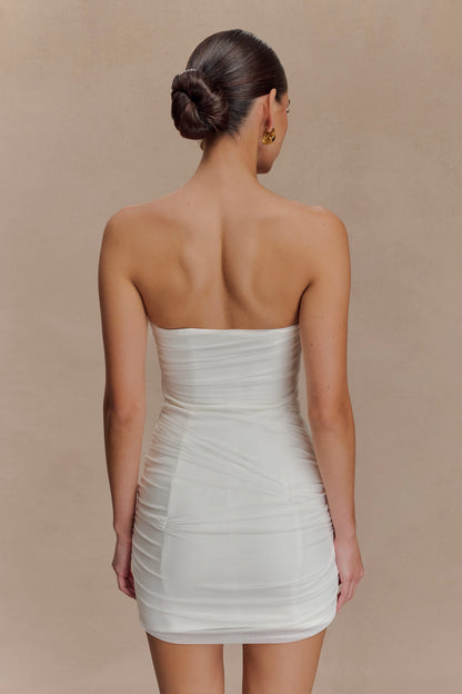 Jianna Strapless Mesh Mini Dress - White