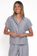 Melanie Pant Set - Charcoal Stripe