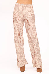 Rosalie Satin Pant - Brown Paisley