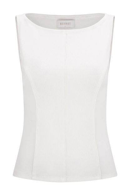 Coraline Panelled Sleeveless Top - White