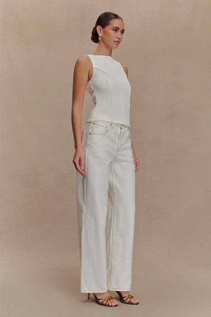 Coraline Panelled Sleeveless Top - White