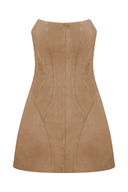 Andy Faux Suede Mini Dress - Camel