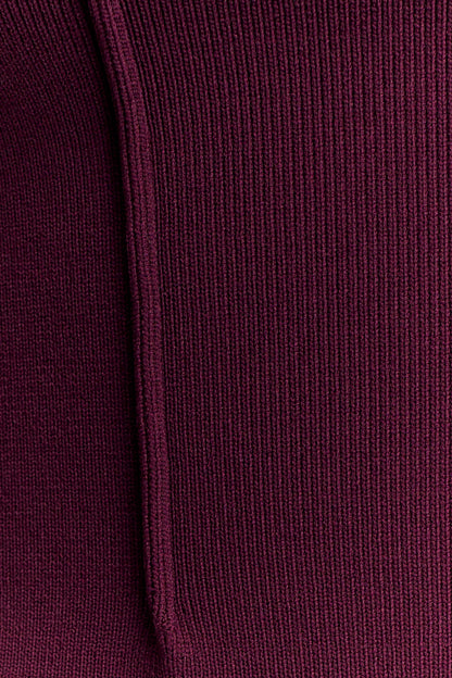 Romaine High Neck Bandage Knit Top - Wine