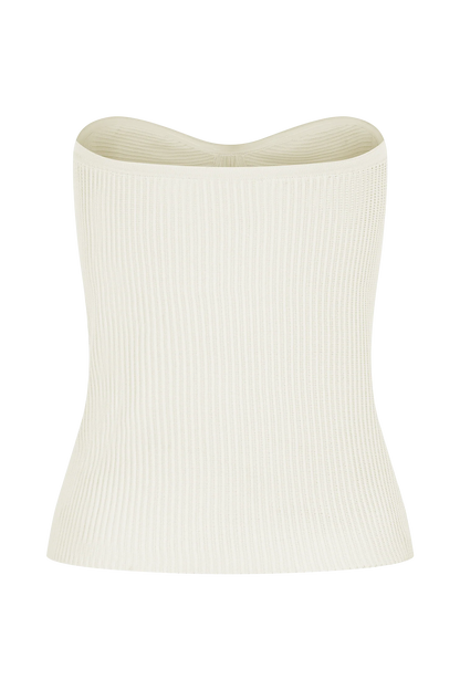 Elodie Strapless Cupped Knit Top - Ivory