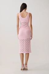 Atlantis Crochet Knit Midi Skirt - Baby Pink