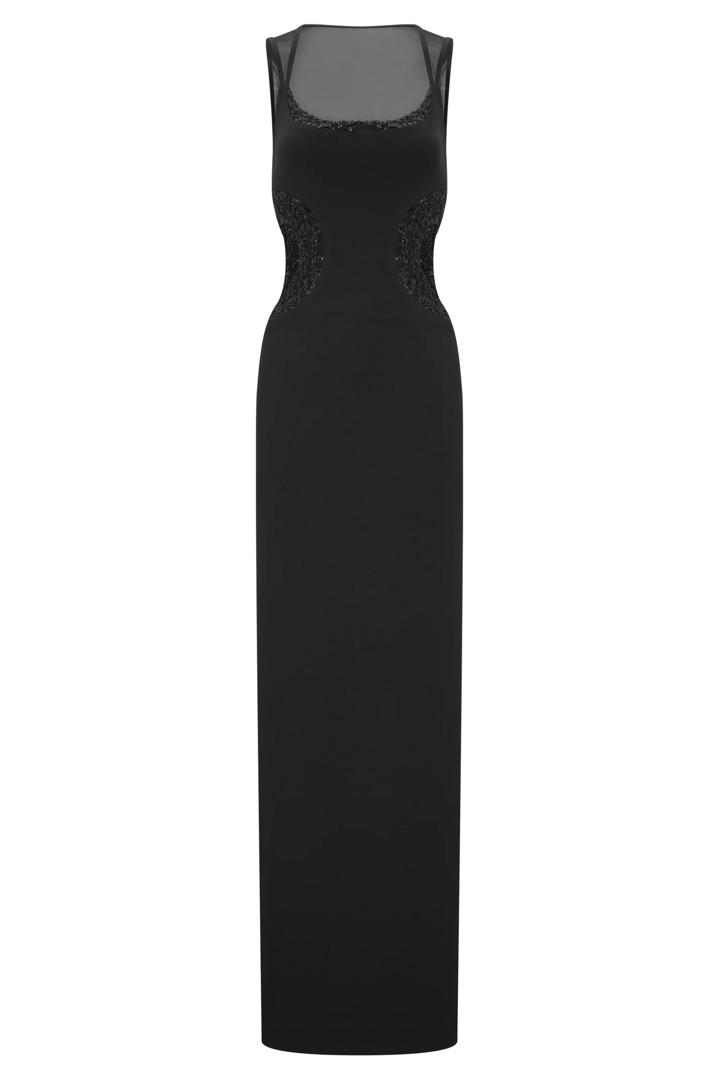 Angelique Beaded Crepe Maxi Dress - Black